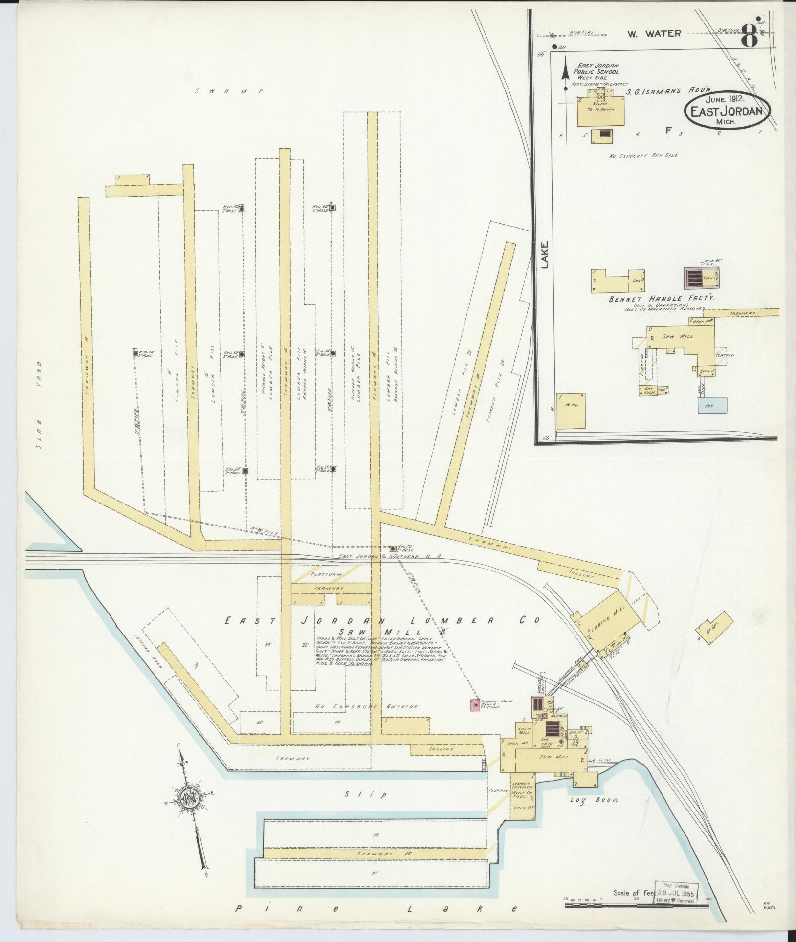Sanborn Fire Insurance Map from East Jordan, Charlevoix County, Michigan (1912), Sheet #0008 - Complete Map Set gallery image, historic Sanborn map, vintage wall art, Michigan Michigan