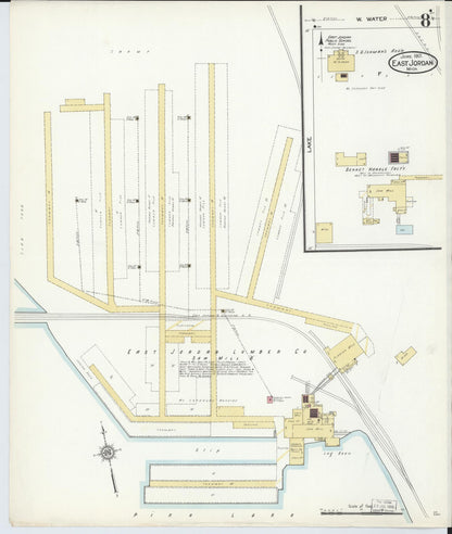 Sanborn Fire Insurance Map from East Jordan, Charlevoix County, Michigan (1912), Sheet #0008 - Complete Map Set gallery image, historic Sanborn map, vintage wall art, Michigan Michigan