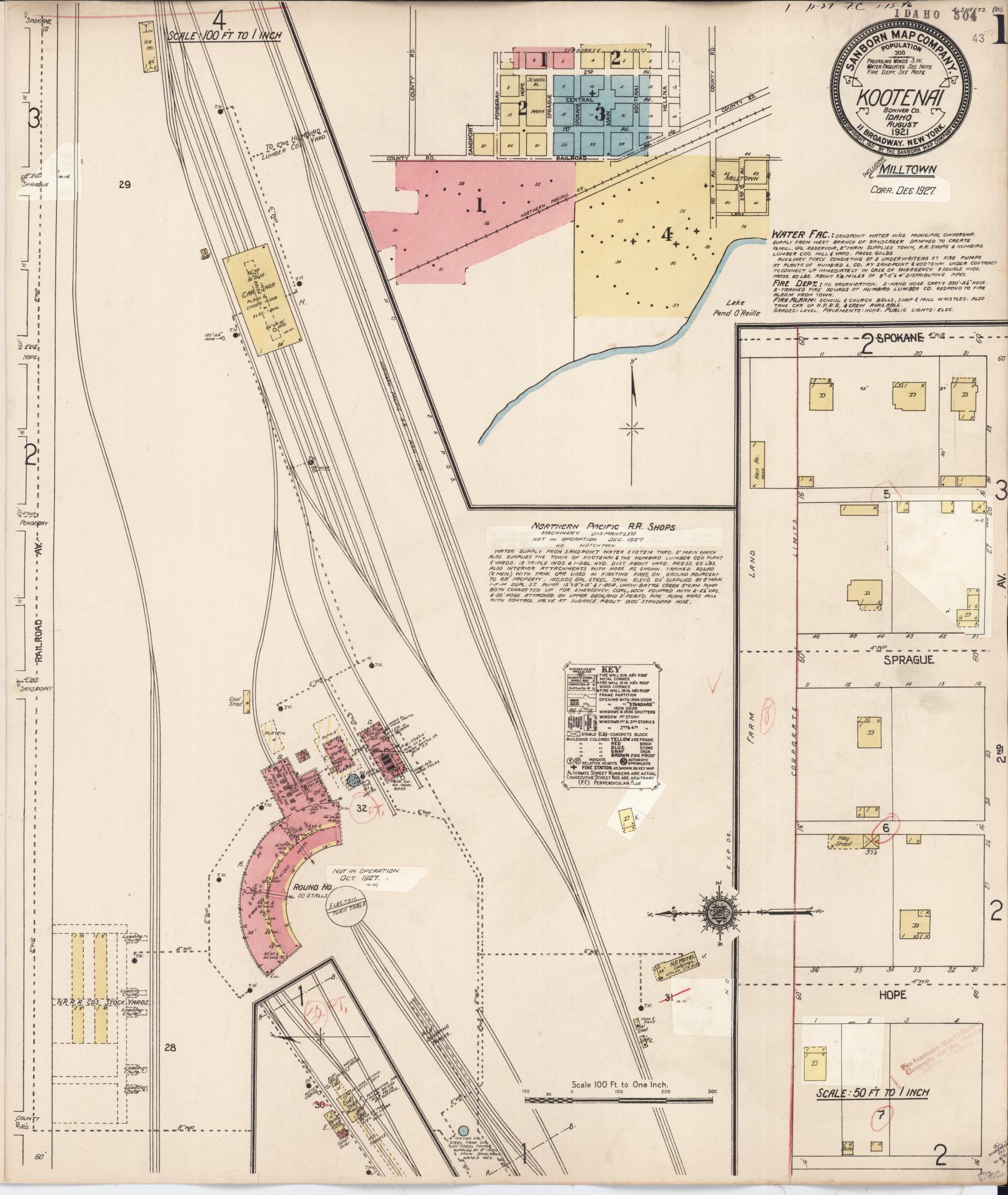 Sanborn Fire Insurance Map from Kootenai, Bonner County, Idaho (1927), Sheet #0001 - Complete Map Set gallery image, historic Sanborn map, vintage wall art, Idaho Idaho