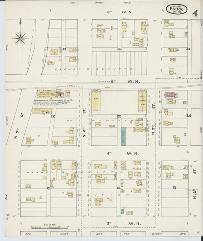 Sanborn Fire Insurance Map from Fargo, Cass County, North Dakota (1888), Sheet #0004 - Complete Map Set gallery image, historic Sanborn map, vintage wall art, North Dakota North Dakota