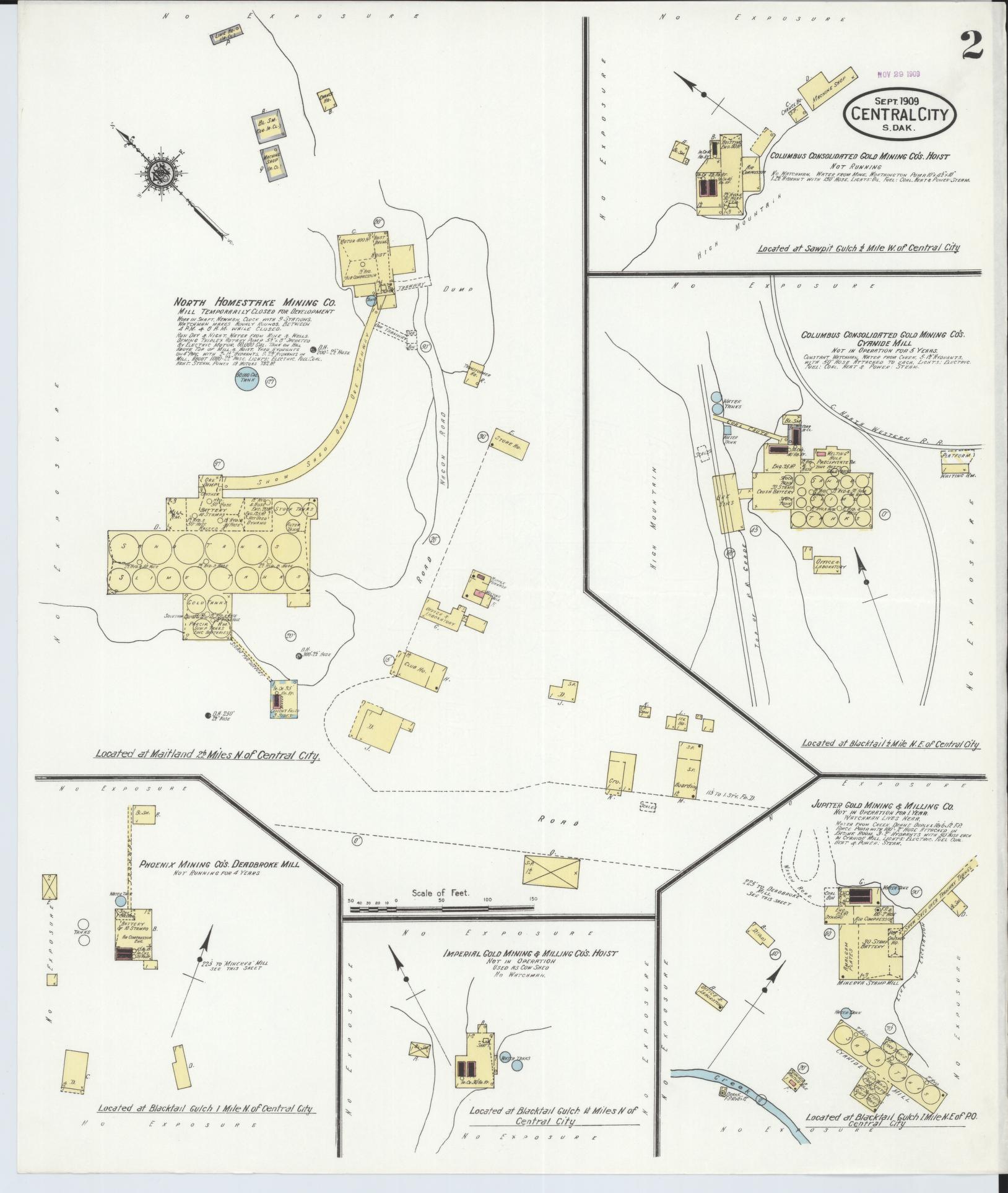 Sanborn Fire Insurance Map from Central City, Lawrence County, South Dakota (1909), Sheet #0002 - Complete Map Set gallery image, historic Sanborn map, vintage wall art, South Dakota South Dakota