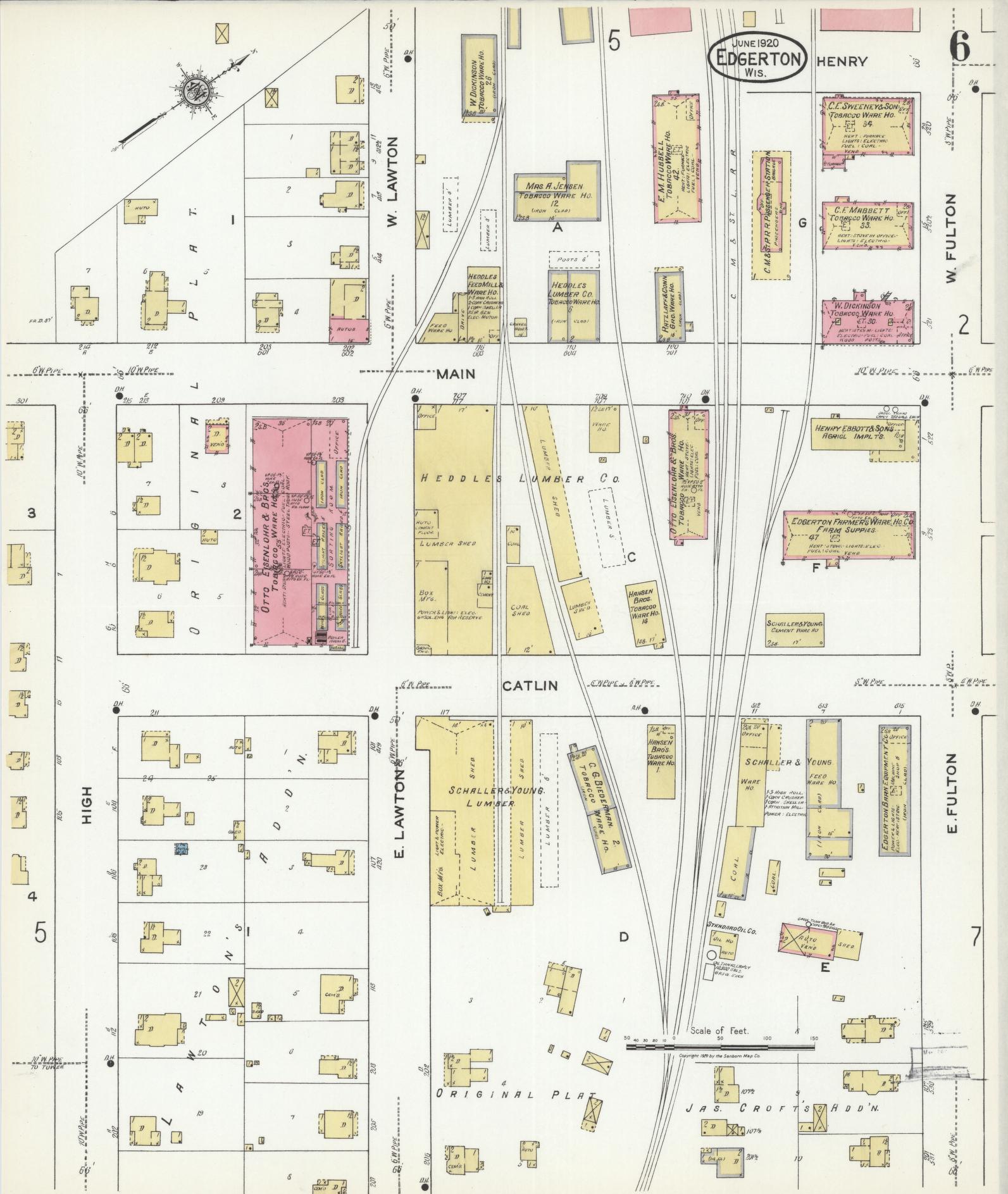 Sanborn Fire Insurance Map from Edgerton, Rock County, Wisconsin (1920), Sheet #0006 - Complete Map Set gallery image, historic Sanborn map, vintage wall art, Wisconsin Wisconsin