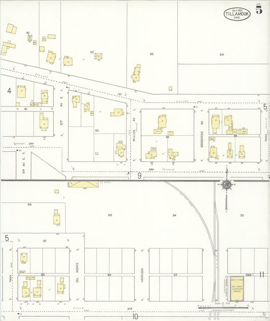 Sanborn Fire Insurance Map from Tillamook, Tillamook County, Oregon (1921), Sheet #0005 - Historic Sanborn Fire Insurance Map Print, vintage old map wall art, antique decor, genealogy gift, Oregon Oregon map