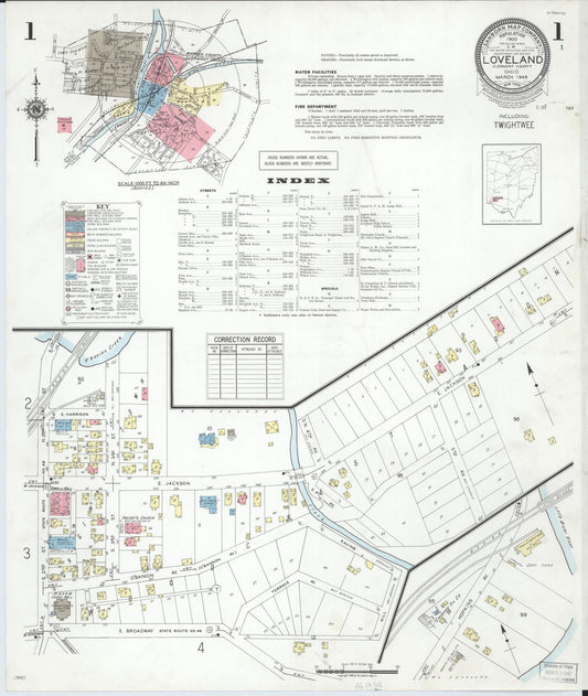 Sanborn Fire Insurance Map from Loveland, Clermont, Hamilton, And Warren County, Ohio (1946), Sheet #0001 - Historic Sanborn Fire Insurance Map Print, vintage old map wall art, antique decor, genealogy gift, Ohio Ohio map