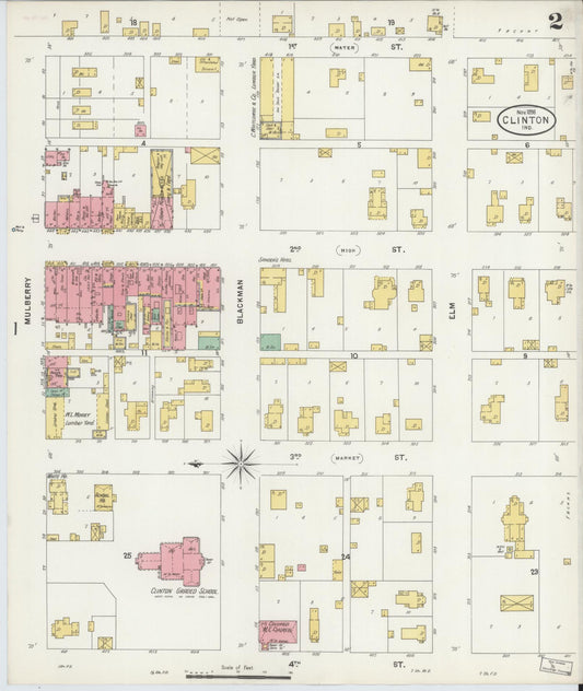 Sanborn Fire Insurance Map from Clinton, Vermillion County, Indiana (1898), Sheet #0002 - Historic Sanborn Fire Insurance Map Print, vintage old map wall art, antique decor, genealogy gift, Indiana Indiana map