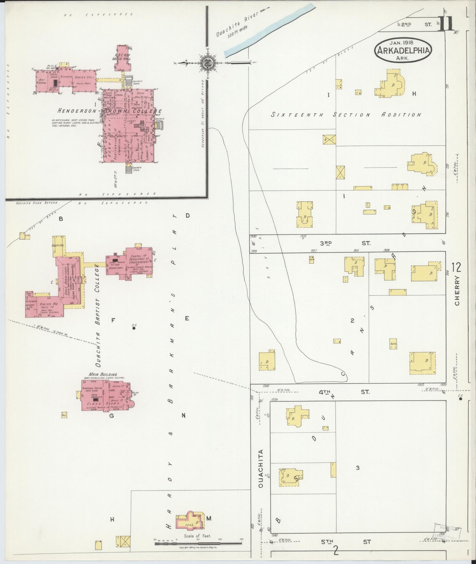 Sanborn Fire Insurance Map from Arkadelphia, Clark County, Arkansas (1918), Sheet #0011 - Complete Map Set gallery image, historic Sanborn map, vintage wall art, Arkansas Arkansas