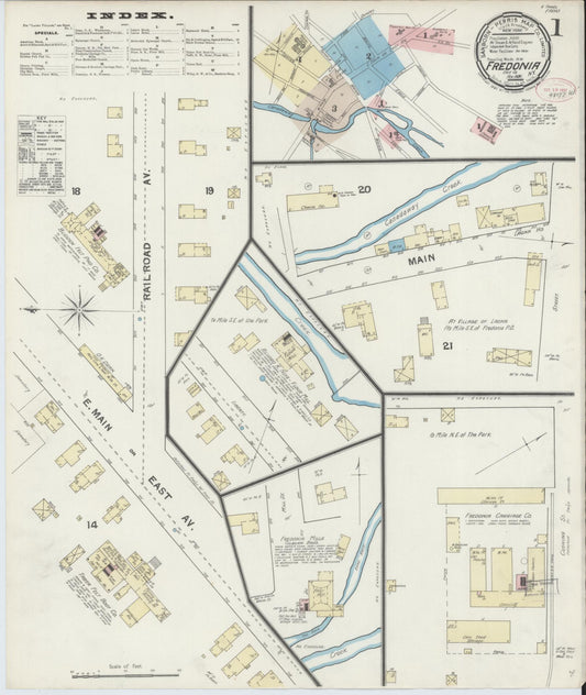 Sanborn Fire Insurance Map from Fredonia, Chautauqua County, New York (1891), Sheet #0001 - Historic Sanborn Fire Insurance Map Print, vintage old map wall art, antique decor, genealogy gift, New York New York map