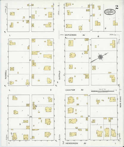 Sanborn Fire Insurance Map from Caddo, Bryan County, Oklahoma (1920), Sheet #0002 - Complete Map Set gallery image, historic Sanborn map, vintage wall art, Oklahoma Oklahoma