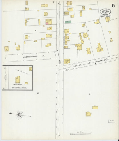 Sanborn Fire Insurance Map from Islip, Suffolk County, New York (1902), Sheet #0006 - Historic Sanborn Fire Insurance Map Print, vintage old map wall art, antique decor, genealogy gift, New York New York map