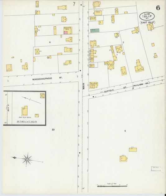 Sanborn Fire Insurance Map from Islip, Suffolk County, New York (1902), Sheet #0006 - Historic Sanborn Fire Insurance Map Print, vintage old map wall art, antique decor, genealogy gift, New York New York map