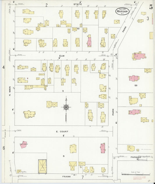 Sanborn Fire Insurance Map from Warsaw, Wyoming County, New York (1909), Sheet #0005 - Historic Sanborn Fire Insurance Map Print, vintage old map wall art, antique decor, genealogy gift, New York New York map