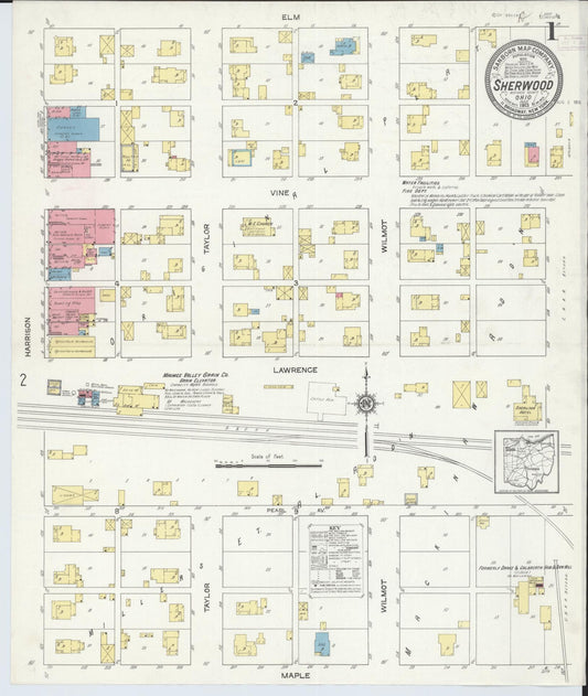 Sanborn Fire Insurance Map from Sherwood, Defiance County, Ohio (1913), Sheet #0001 - Historic Sanborn Fire Insurance Map Print, vintage old map wall art, antique decor, genealogy gift, Ohio Ohio map