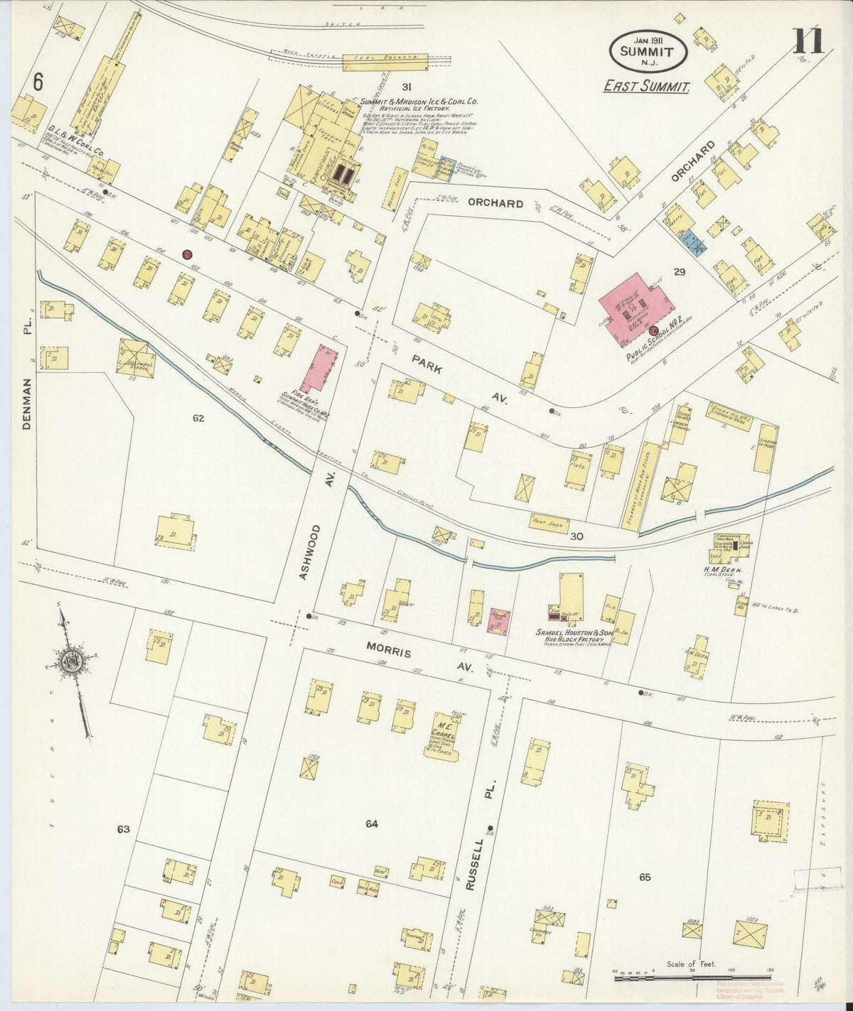 Sanborn Fire Insurance Map from Summit, Union County, New Jersey (1911), Sheet #0011 - Complete Map Set gallery image, historic Sanborn map, vintage wall art, New Jersey New Jersey