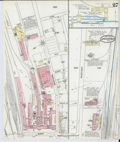 Sanborn Fire Insurance Map from Springfield, Clark County, Ohio (1891), Sheet #0027 - Complete Map Set gallery image, historic Sanborn map, vintage wall art, Ohio Ohio