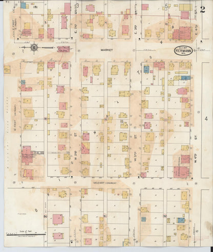 Sanborn Fire Insurance Map from Hermann, Gasconade County, Missouri (1932), Sheet #0002 - Historic Sanborn Fire Insurance Map Print, vintage old map wall art, antique decor, genealogy gift, Missouri Missouri map
