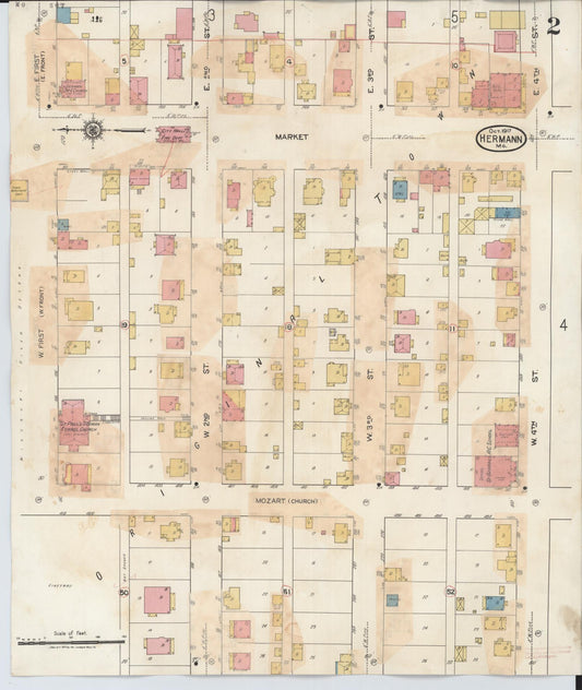 Sanborn Fire Insurance Map from Hermann, Gasconade County, Missouri (1932), Sheet #0002 - Historic Sanborn Fire Insurance Map Print, vintage old map wall art, antique decor, genealogy gift, Missouri Missouri map