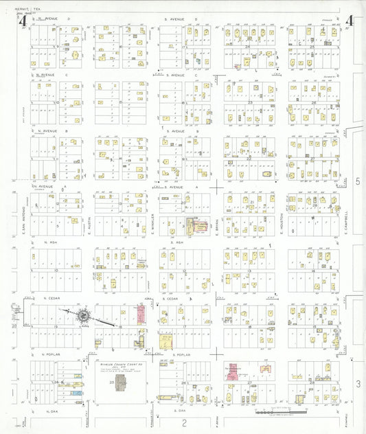 Sanborn Fire Insurance Map from Kermit, Winkler County, Texas (1946), Sheet #0004 - Historic Sanborn Fire Insurance Map Print, vintage old map wall art, antique decor, genealogy gift, Texas Texas map