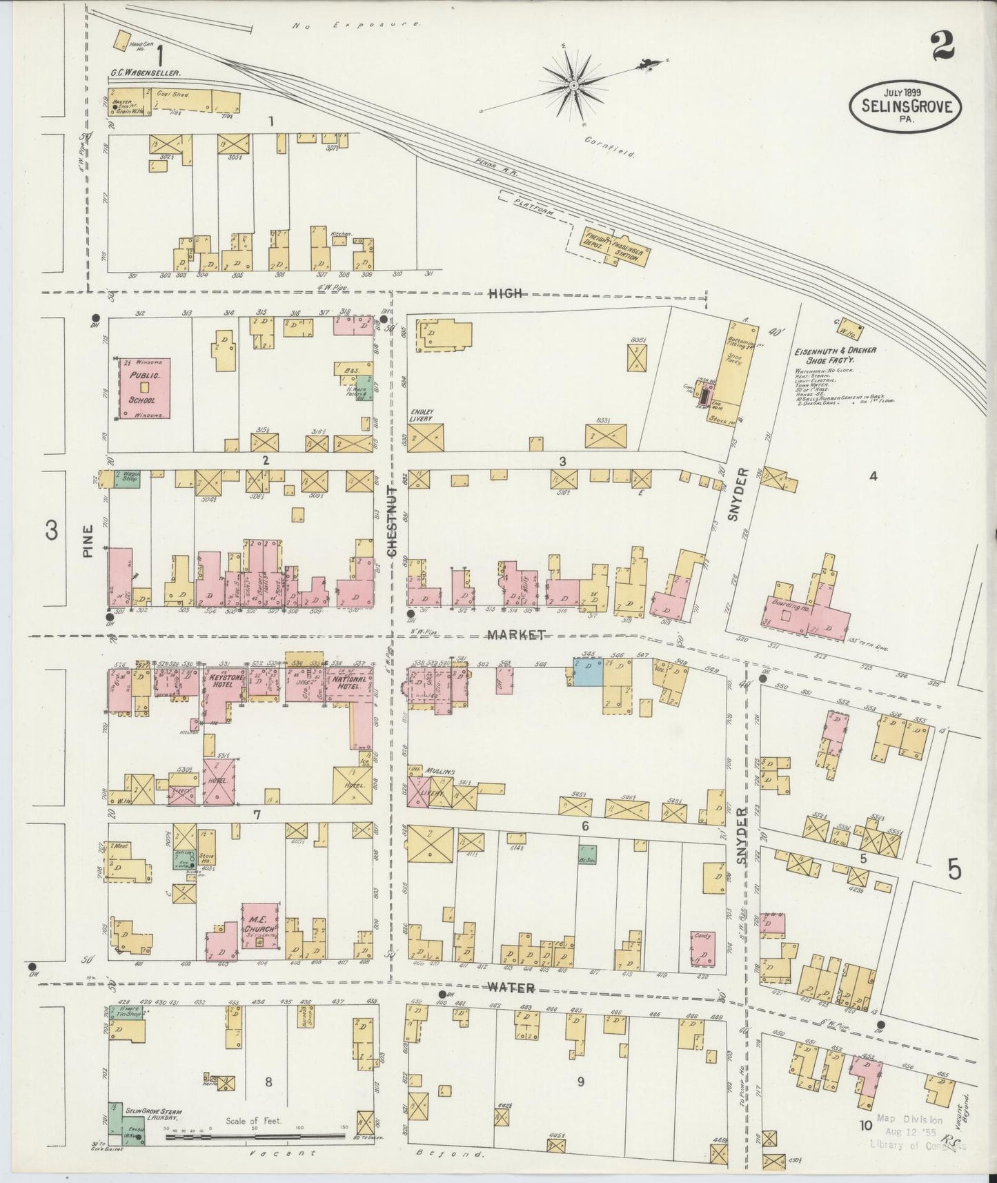 Sanborn Fire Insurance Map from Selins Grove, Snyder County, Pennsylvania (1899), Sheet #0002 - Complete Map Set gallery image, historic Sanborn map, vintage wall art, Pennsylvania Pennsylvania