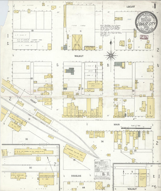 Sanborn Fire Insurance Map from Coulee City, Grant County, Washington (1909), Sheet #0001 - Complete Map Set gallery image, historic Sanborn map, vintage wall art, Washington Washington