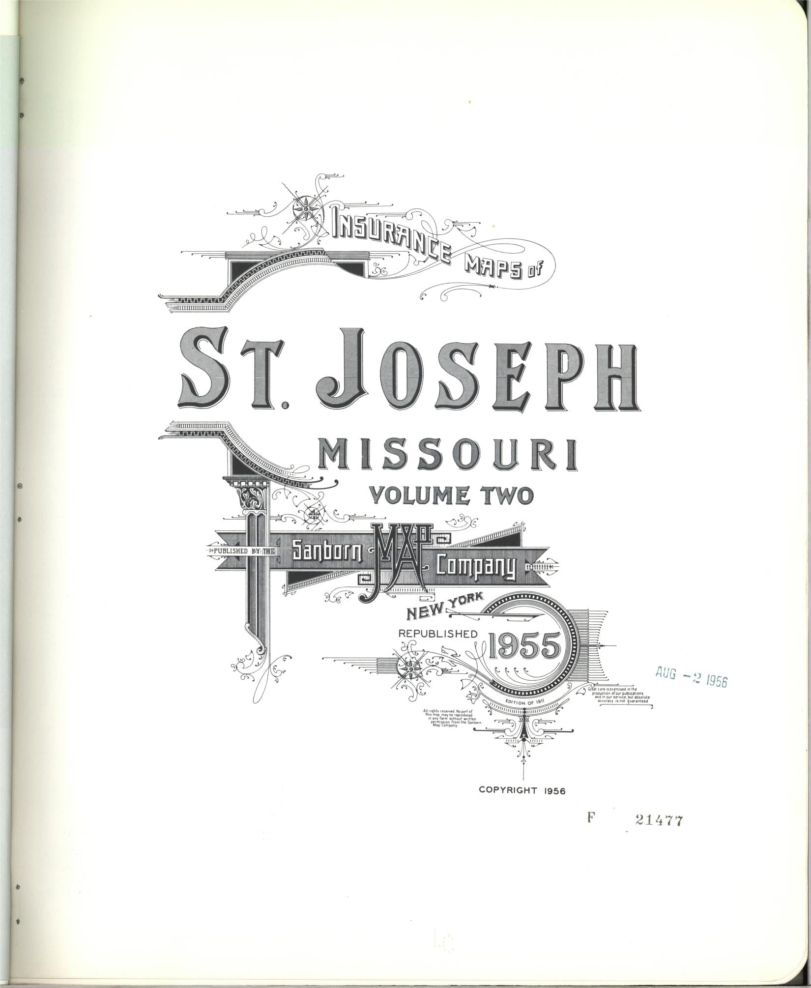 Sanborn Fire Insurance Map from Saint Joseph, Buchanan County, Missouri (1955), Sheet #0001 - Complete Map Set gallery image, historic Sanborn map, vintage wall art, Missouri Missouri