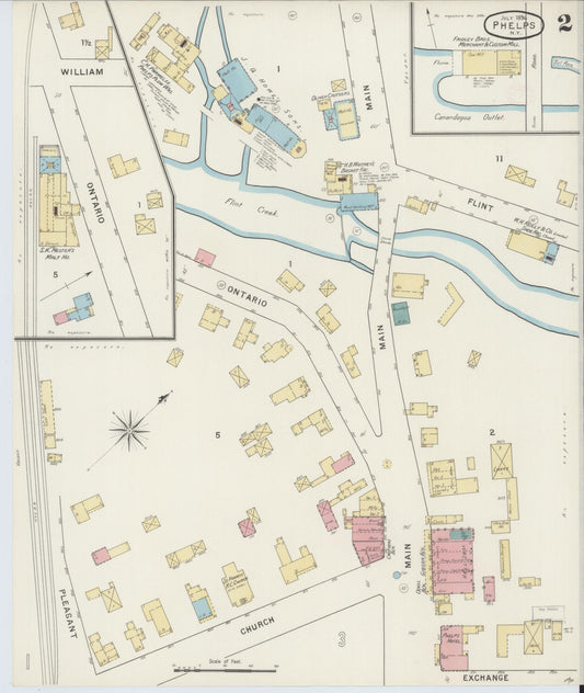 Sanborn Fire Insurance Map from Phelps, Ontario County, New York (1894), Sheet #0002 - Historic Sanborn Fire Insurance Map Print, vintage old map wall art, antique decor, genealogy gift, New York New York map
