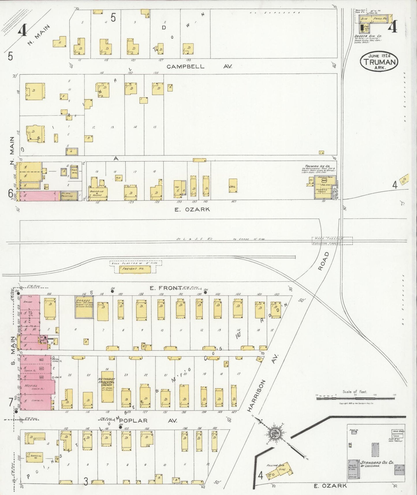 Sanborn Fire Insurance Map from Truman, Poinsett County, Arkansas (1926), Sheet #0004 - Historic Sanborn Fire Insurance Map Print, vintage old map wall art, antique decor, genealogy gift, Arkansas Arkansas map