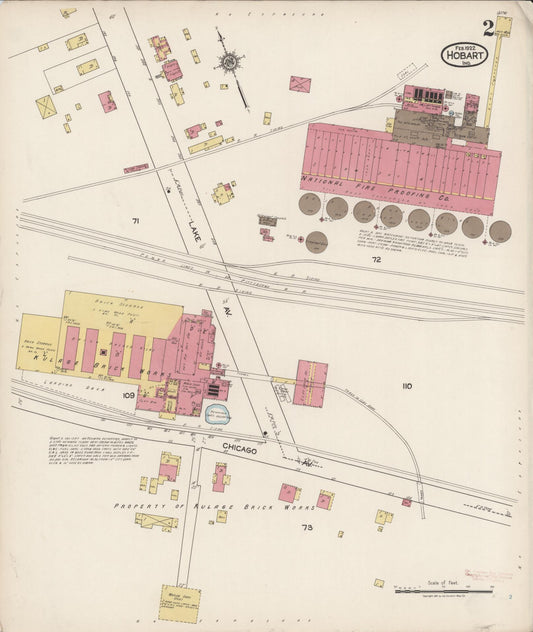 Sanborn Fire Insurance Map from Hobart, Lake County, Indiana (1922), Sheet #0002 - Historic Sanborn Fire Insurance Map Print, vintage old map wall art, antique decor, genealogy gift, Indiana Indiana map