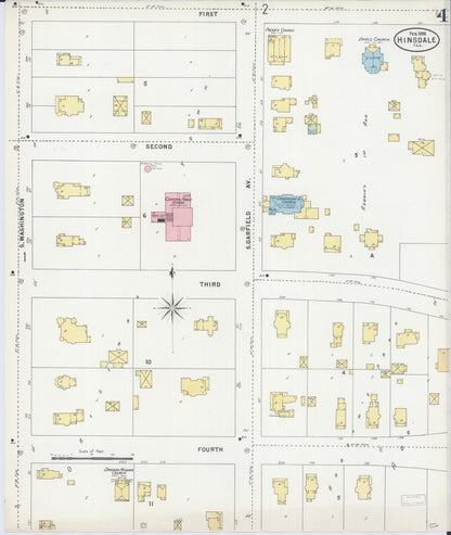 Sanborn Fire Insurance Map from Hinsdale, Du Page And Cook Counties, Illinois (1898), Sheet #0004 - Complete Map Set gallery image, historic Sanborn map, vintage wall art, Illinois Illinois