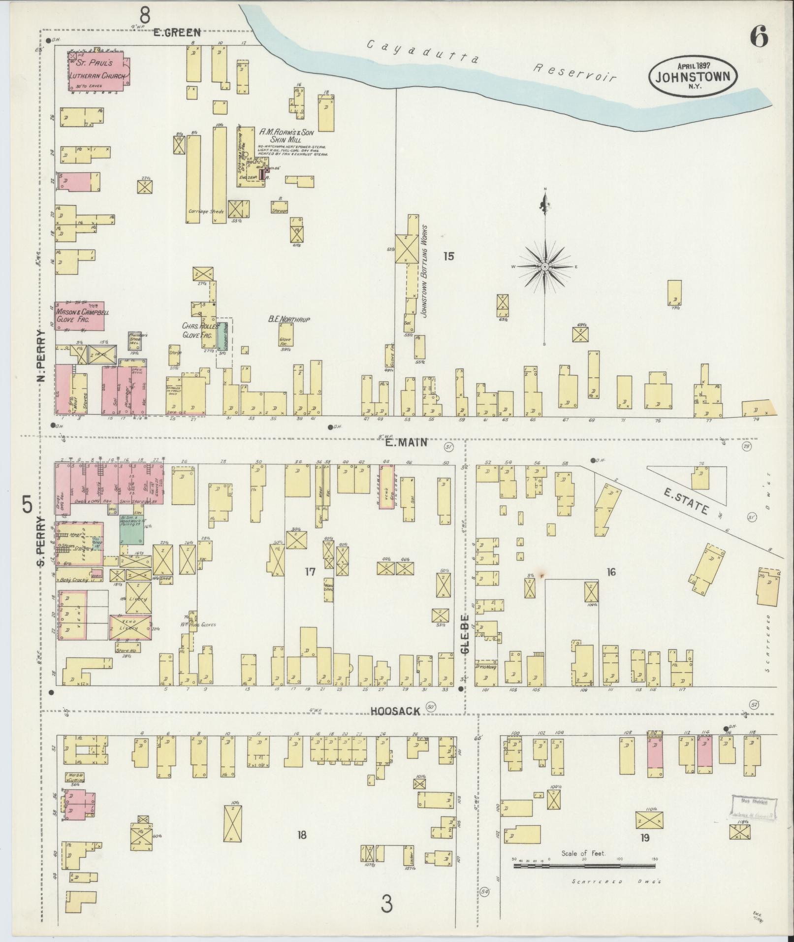 Sanborn Fire Insurance Map from Johnstown, Fulton County, New York (1897), Sheet #0006 - Complete Map Set gallery image, historic Sanborn map, vintage wall art, New York New York