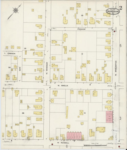 Sanborn Fire Insurance Map from Orangeburg, Orangeburg County, South Carolina (1915), Sheet #0002 - Historic Sanborn Fire Insurance Map Print, vintage old map wall art, antique decor, genealogy gift, South Carolina South Carolina map