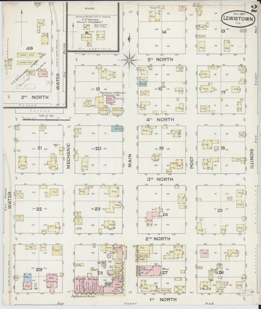 Sanborn Fire Insurance Map from Lewistown, Fulton County, Illinois (1887), Sheet #0002 - Historic Sanborn Fire Insurance Map Print, vintage old map wall art, antique decor, genealogy gift, Illinois Illinois map