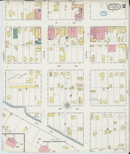 Sanborn Fire Insurance Map from Saint James, Watonwan County, Minnesota (1894), Sheet #0002 - Complete Map Set gallery image, historic Sanborn map, vintage wall art, Minnesota Minnesota