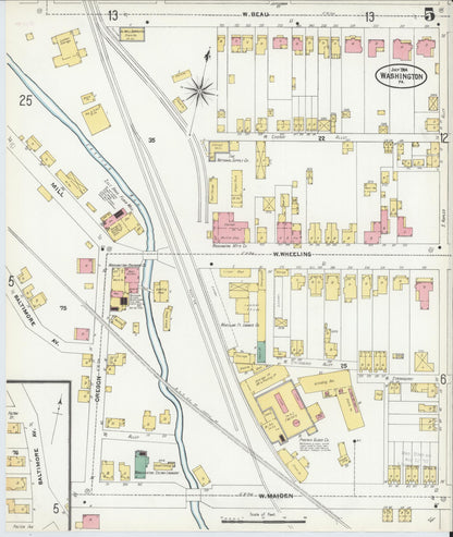Sanborn Fire Insurance Map from Washington, Washington County, Pennsylvania (1904), Sheet #0005 - Complete Map Set gallery image, historic Sanborn map, vintage wall art, Sanborn Fire Insurance Map from Washington Washington
