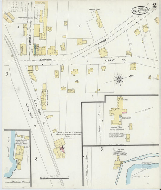 Sanborn Fire Insurance Map from Amityville, Suffolk County, New York (1897), Sheet #0002 - Historic Sanborn Fire Insurance Map Print, vintage old map wall art, antique decor, genealogy gift, New York New York map