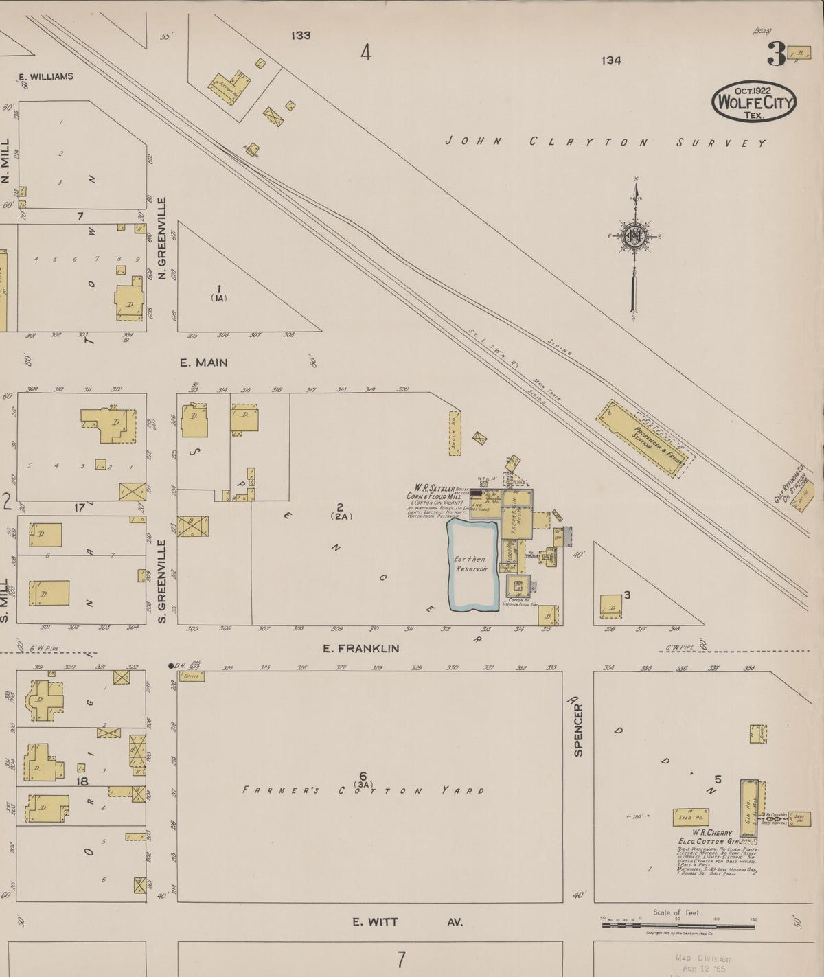 Sanborn Fire Insurance Map from Wolfe City, Hunt County, Texas (1922), Sheet #0003 - Complete Map Set gallery image, historic Sanborn map, vintage wall art, Texas Texas