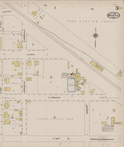 Sanborn Fire Insurance Map from Wolfe City, Hunt County, Texas (1922), Sheet #0003 - Complete Map Set gallery image, historic Sanborn map, vintage wall art, Texas Texas
