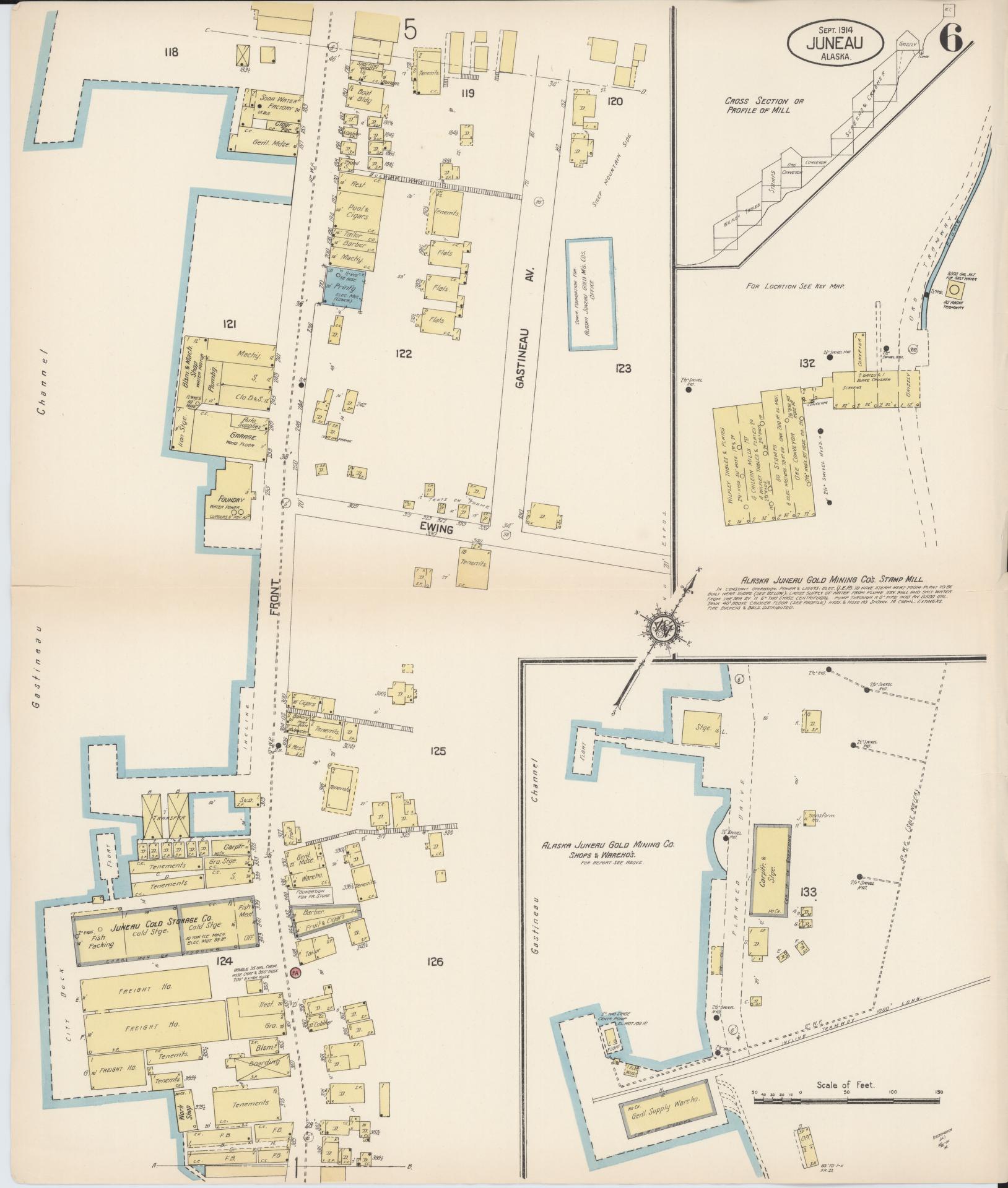 juneau census division, Alaska - 1914 - Sanborn Fire Insurance Map, Sheet 0006 - Historic Sanborn Fire Insurance Map Print, juneau census division Alaska 1914 0006 vintage old map wall art