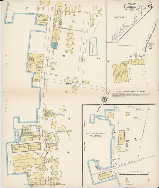 juneau census division, Alaska - 1914 - Sanborn Fire Insurance Map, Sheet 0006 - Historic Sanborn Fire Insurance Map Print, juneau census division Alaska 1914 0006 vintage old map wall art
