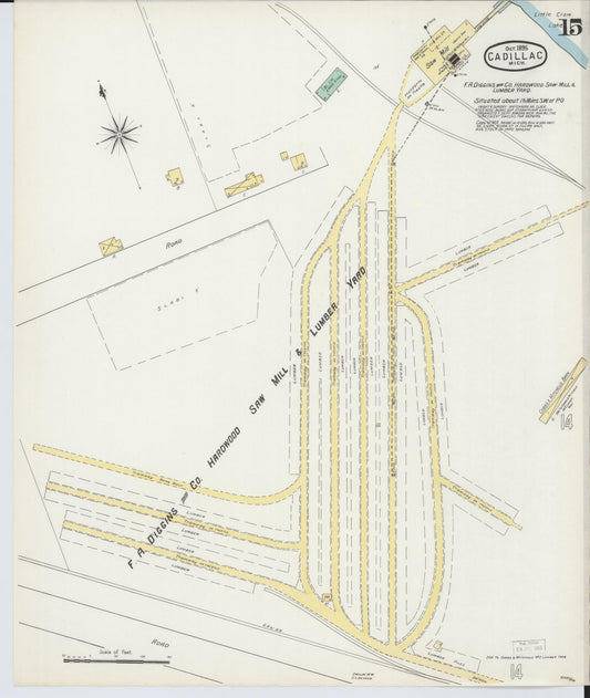 Sanborn Fire Insurance Map from Cadillac, Wexford County, Michigan (1895), Sheet #0015 - Historic Sanborn Fire Insurance Map Print, vintage old map wall art, antique decor, genealogy gift, Michigan Michigan map