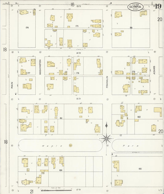 Sanborn Fire Insurance Map from Olympia, Thurston County, Washington (1908), Sheet #0019 - Historic Sanborn Fire Insurance Map Print, vintage old map wall art, antique decor, genealogy gift, Washington Washington map