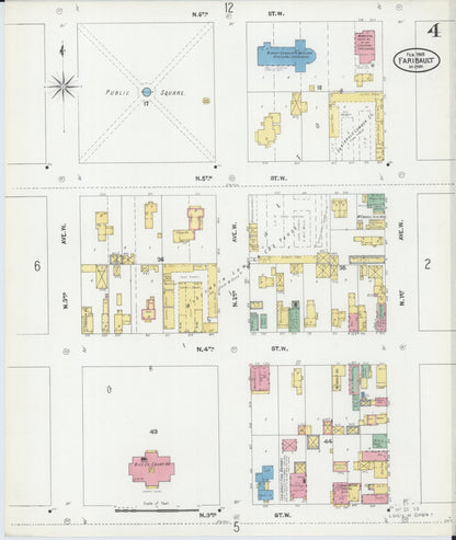 Sanborn Fire Insurance Map from Faribault, Rice County, Minnesota (1905), Sheet #0004 - Complete Map Set gallery image, historic Sanborn map, vintage wall art, Minnesota Minnesota