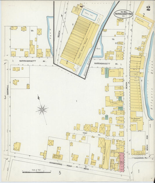 Sanborn Fire Insurance Map from Narragansett Pier, Washington County, Rhode Island (1903), Sheet #0002 - Historic Sanborn Fire Insurance Map Print, vintage old map wall art, antique decor, genealogy gift, Rhode Island Rhode Island map
