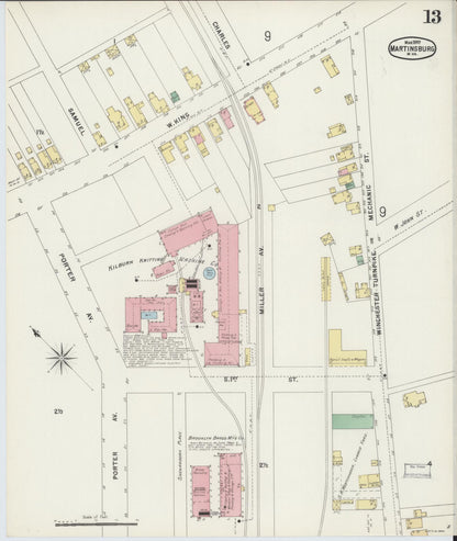 Sanborn Fire Insurance Map from Martinsburg, Berkeley County, West Virginia (1897), Sheet #0013 - Complete Map Set gallery image, historic Sanborn map, vintage wall art, West Virginia West Virginia