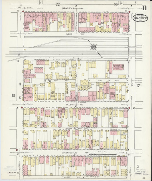Sanborn Fire Insurance Map from Braddock, Allegheny County, Pennsylvania (1914), Sheet #0011 - Historic Sanborn Fire Insurance Map Print, vintage old map wall art, antique decor, genealogy gift, Pennsylvania Pennsylvania map