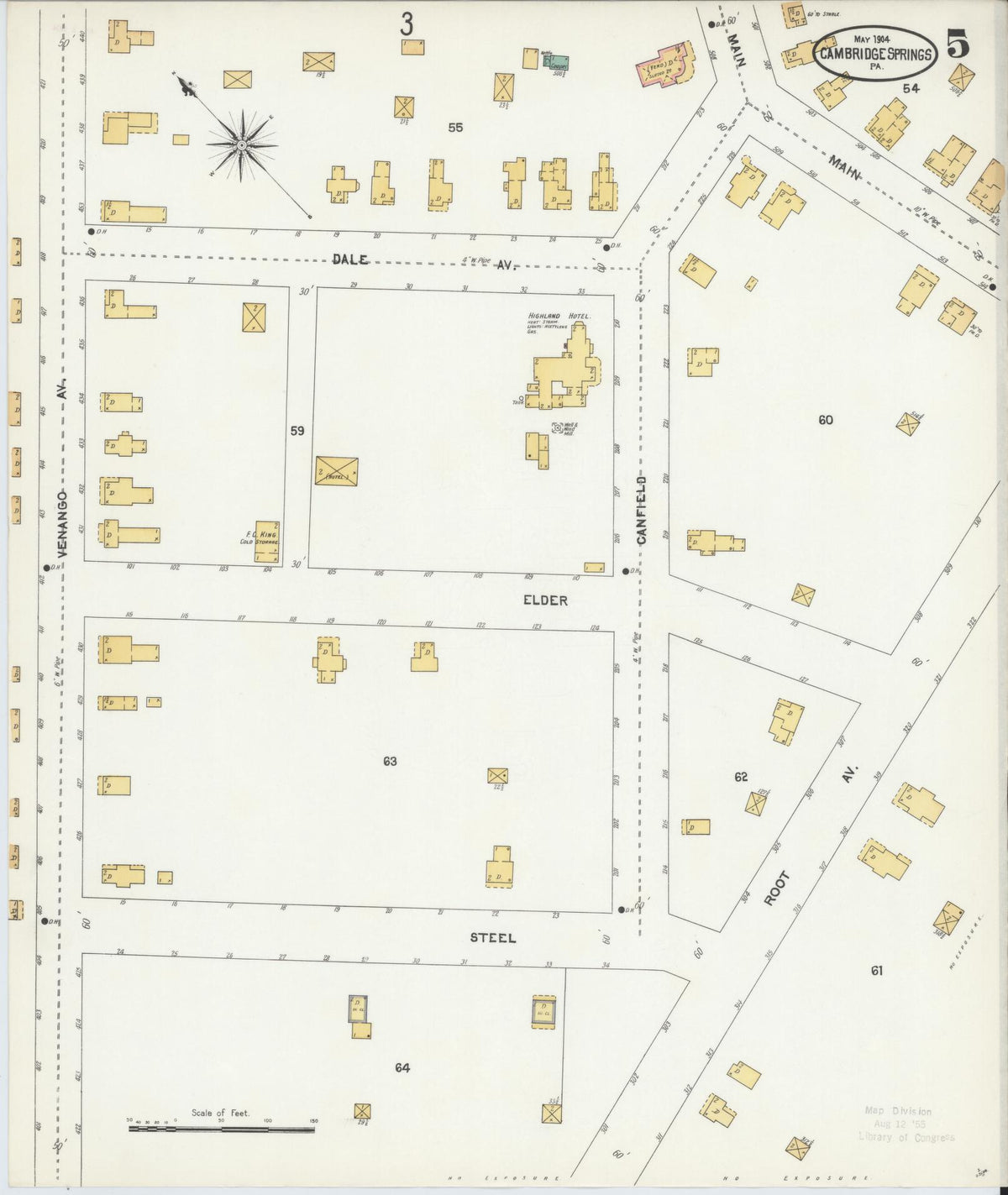 Sanborn Fire Insurance Map from Cambridge Springs, Crawford County, Pennsylvania (1904), Sheet #0005 - Complete Map Set gallery image, historic Sanborn map, vintage wall art, Pennsylvania Pennsylvania