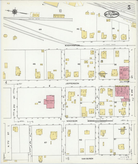 Sanborn Fire Insurance Map from Mount Pleasant, Titus County, Texas (1920), Sheet #0005 - Historic Sanborn Fire Insurance Map Print, vintage old map wall art, antique decor, genealogy gift, Texas Texas map