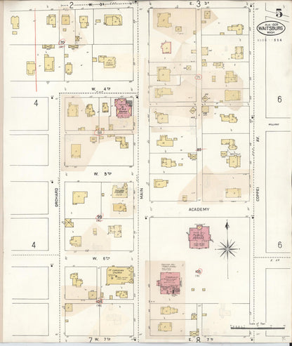 Sanborn Fire Insurance Map from Waitsburg, Walla Walla County, Washington (1933), Sheet #0005 - Complete Map Set gallery image, historic Sanborn map, vintage wall art, Washington Washington