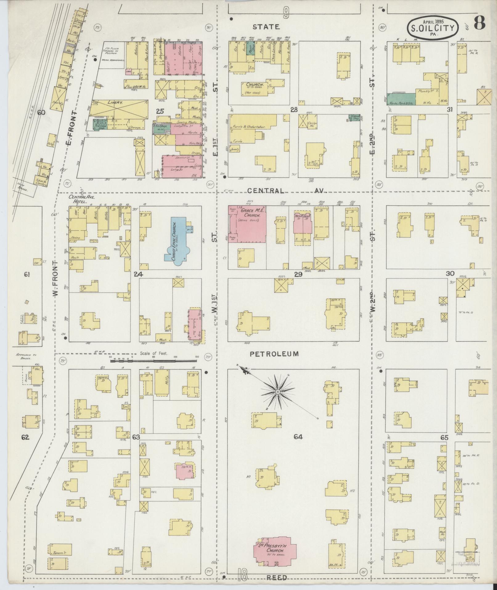 Sanborn Fire Insurance Map from Oil City, Venango County, Pennsylvania (1895), Sheet #0008 - Complete Map Set gallery image, historic Sanborn map, vintage wall art, Pennsylvania Pennsylvania