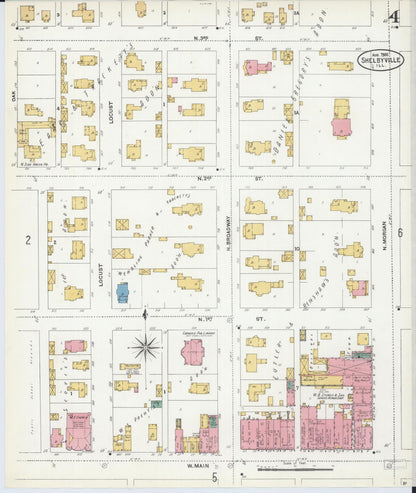 Sanborn Fire Insurance Map from Shelbyville, Shelby County, Illinois (1906), Sheet #0004 - Complete Map Set gallery image, historic Sanborn map, vintage wall art, Illinois Illinois