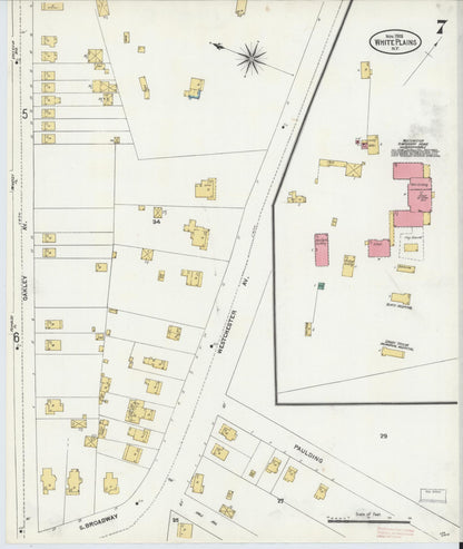 Sanborn Fire Insurance Map from White Plains, Westchester County, New York (1905), Sheet #0007 - Complete Map Set gallery image, historic Sanborn map, vintage wall art, New York New York